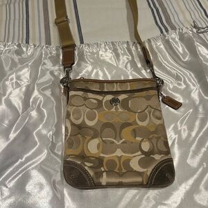 Coach Tan and Brown Leather Pouch